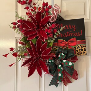 Christmas Wreaths for Front Door, Deco Mesh Christmas Wreath,  Red, Lime, Emerald Wreath, Merry Christmas Wreath, Christmas Decor,