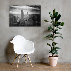 Black and White Empire State Building and New York City Skyline 24x36 Canvas