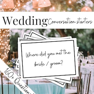 Printable Wedding Conversation Starters Cards, Table Talk Game for Wedding Reception Dinner, Wedding Game for Reception, Party Starter Game
