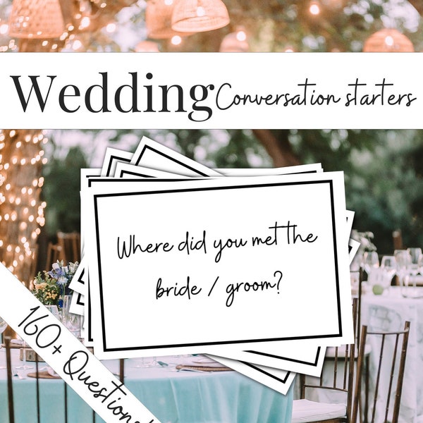 Printable Wedding Conversation Starters Cards, Table Talk Game for Wedding Reception Dinner, Wedding Game for Reception, Party Starter Game