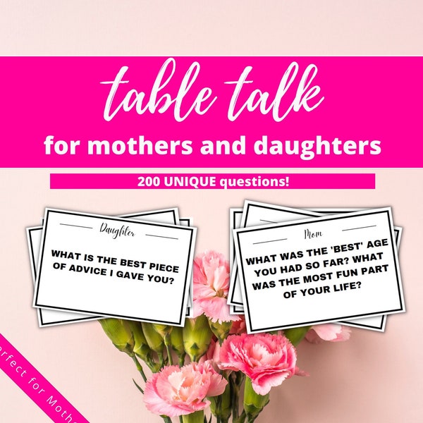 Mother-Daughter Table Talk Game,Conversation Cards,Mother's Day Gift from Daughter, Gift for Mom,Question Cards,Mothersday Activity Games