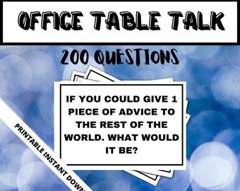 200 Printable Conversation Starters for Work,Table Talk Game,Office Party Game,Ice Breaker,Question Cards,Conversation Cards,Office Games