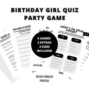 Minimalist Birthday Game Printable Birthday Girl Quiz Bundle,Party Game for Her,How Well Do You Know,Instant Download,Birthday Game,Quiz