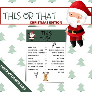 Christmas Party Game This or That | Fun Christmas Game |Printable Christmas Game|Christmas Party|Fun Christmas Activity|Instant Download