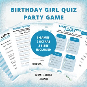 Winter Wonderland Birthday Game Printable Birthday Girl Quiz Bundle,Party Game for Her,How Well Do You Know,Instant Download,Birthday Game