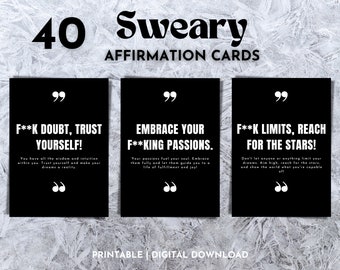 Printable Sweary Affirmation Cards, Encouragement Cards, Motivational Quotes, Sweary Affirmations