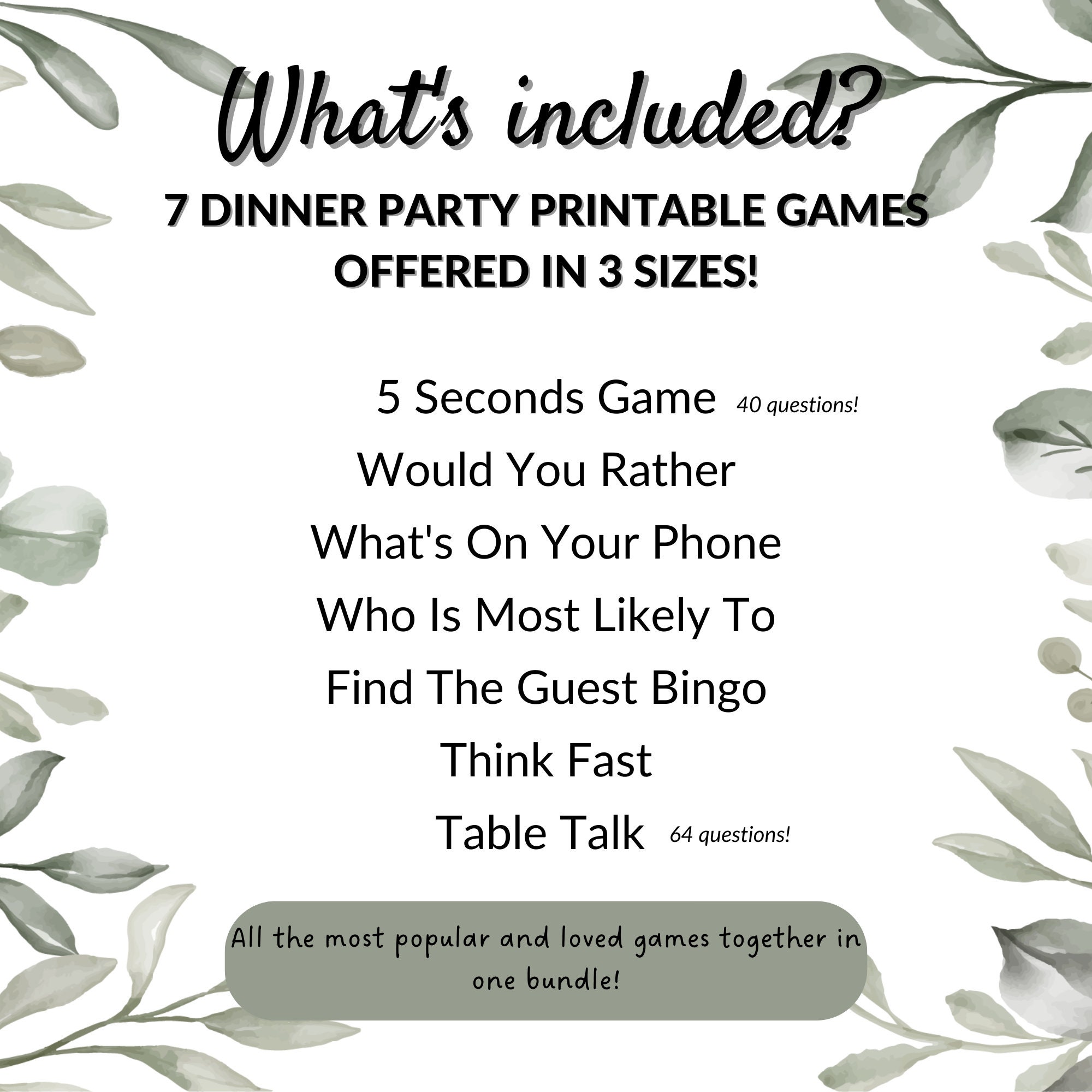 Printable Dinner Party Games,dinner Table Party Gamest, Bachelorette