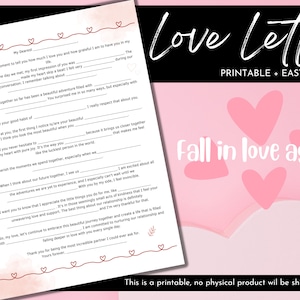 Druckbarer Liebesbrief mit Leerzeichen, individueller Liebesbrief, Geschenkidee für Sie & Ihn, Liebesbrief-Geschenk