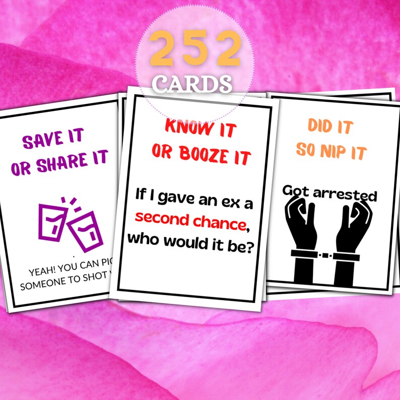 Printable Drinking Game Cards,party Game,ladies Night,printable,adult ...