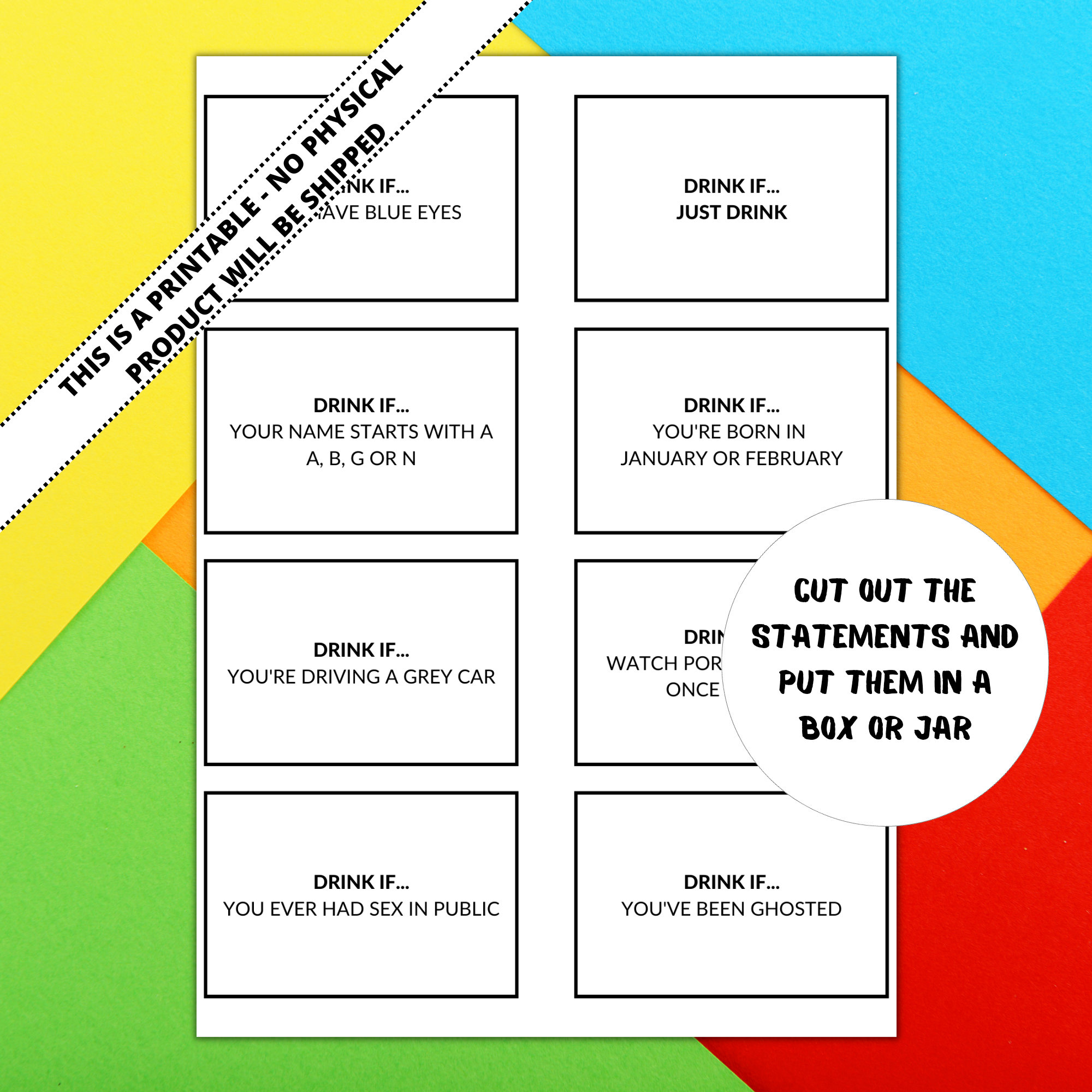 Adult Drinking Game Cards, 120 Drink If Game, Fun Party Starter Game ...