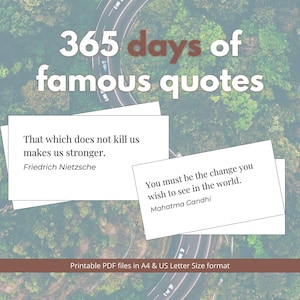 365 jours de citations célèbres, des paroles inspirantes imprimables, une année de citations, des messages de motivation pour chaque jour de l'année