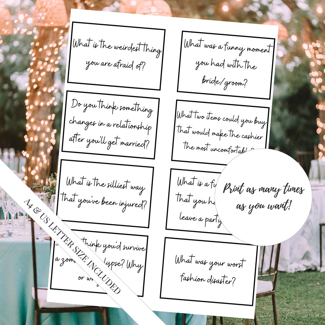 Printable Wedding Conversation Starters Cards, Table Talk Game for ...
