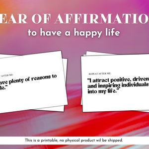 365 Printable Affirmations, 1 Year of Affirmations, Daily Affirmation Cards, Positive Transformation to Chane Your Life