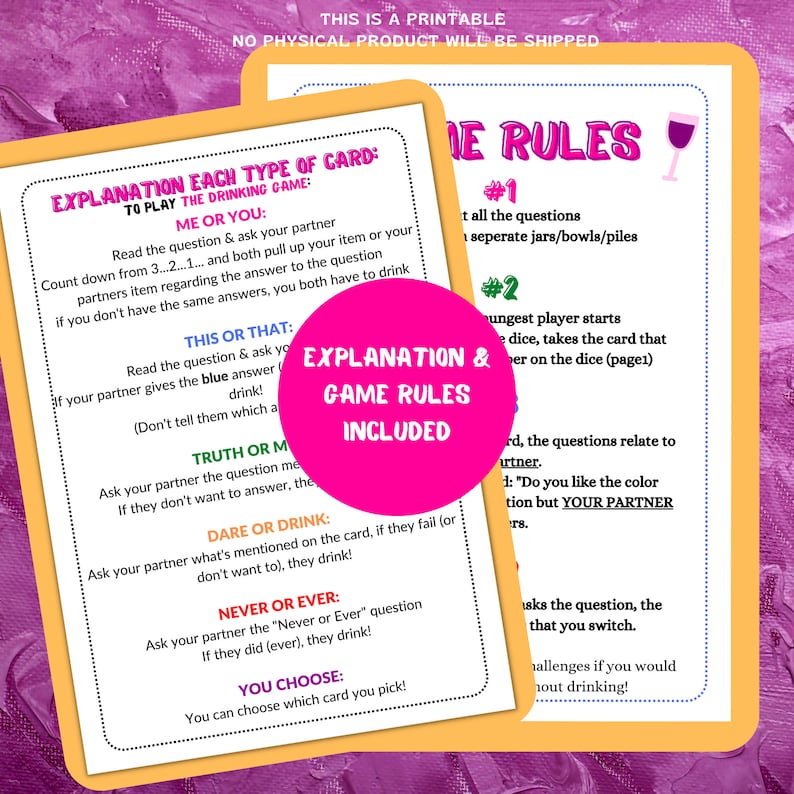 Printable Couples Drinking Game Cards,party Game,adult Game,date Night