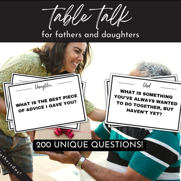 Fathers Day Gift from Daughter, Father-Daughter Table Talk Game,Conversation Cards,Day Gift,Question Cards, Fathersday Activity Games, Print