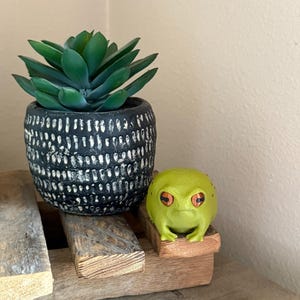 Grumpy Frog Figurine Disapproving Toad Rain Amphibian Statue 3d Printed Animal Desk Buddy Funny Office Gift Coworker Gag Present Shelf zdjęcie 11