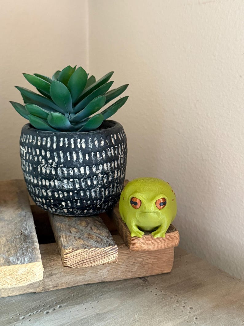 Grumpy Frog Figurine Disapproving Toad Rain Amphibian Statue 3d Printed Animal Desk Buddy Funny Office Gift Coworker Gag Present Shelf zdjęcie 11