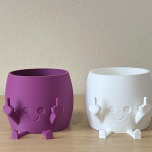 Middle Finger Happy Planter – 3D Printed Succulent Pot, Funny Desk Organizer, Quirky Home Décor, Plant Gift, Sarcastic & Unique Gift Idea