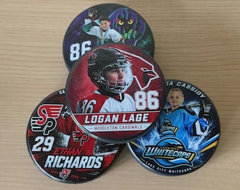 Custom Hockey Puck Personalized Player Gift Team Merch Photo Keepsake Jersey Number Display Coach Appreciation Present Sport Parents Hockey