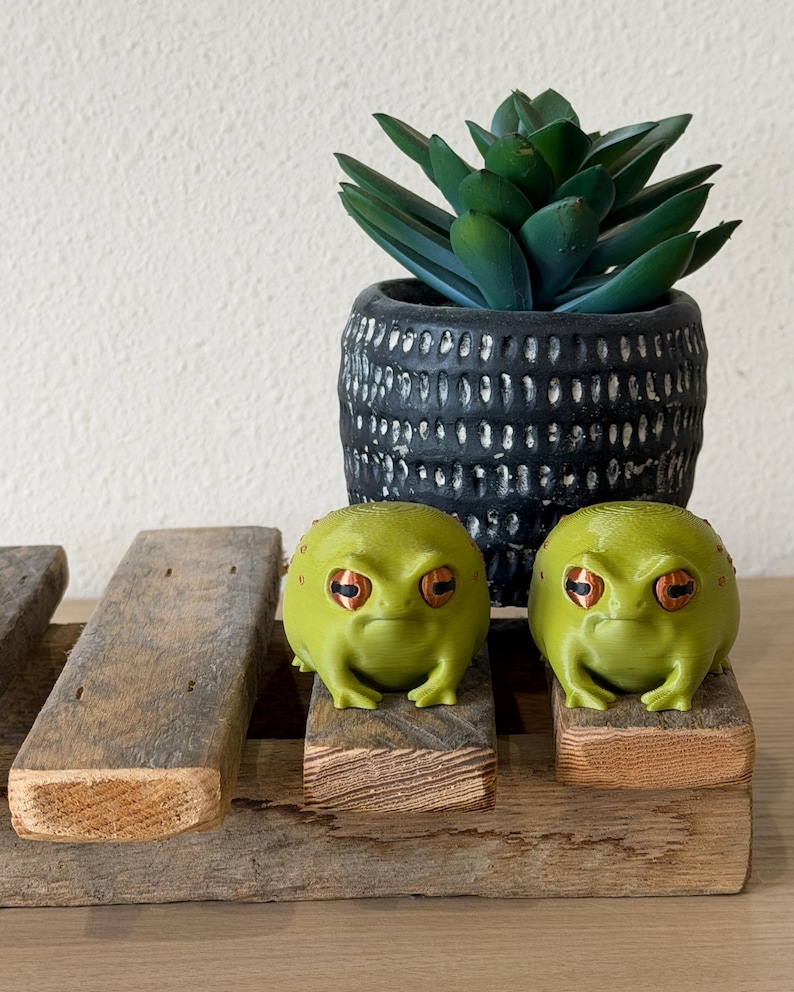 Grumpy Frog Figurine Disapproving Toad Rain Amphibian Statue 3d Printed Animal Desk Buddy Funny Office Gift Coworker Gag Present Shelf zdjęcie 9