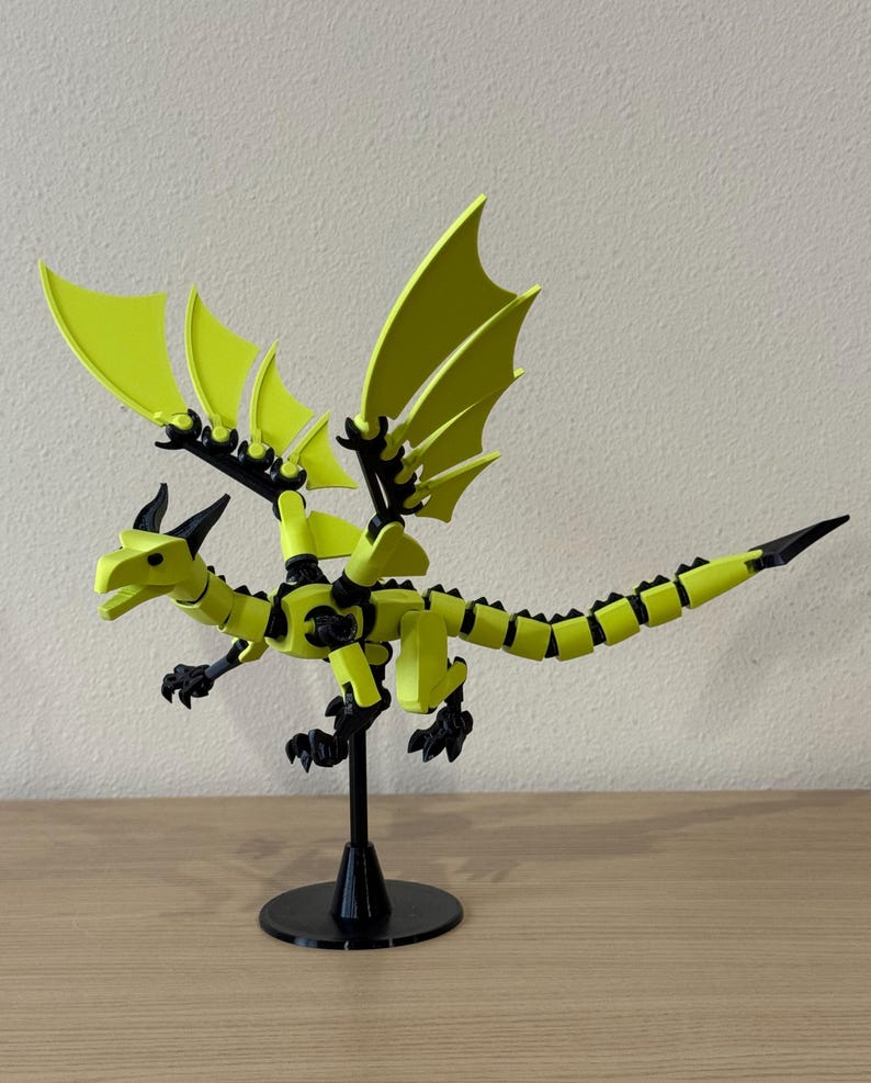 Dummy 13 Dragon Action Figure Fully Articulated Poseable 3D Printed PETG PLA Fantasy Model Over 40 Points Articulation Kids Adults Toys Collector Display Stand Gift Men Birthday Present Customizable Colors Sizes Detailed Sculpted Design