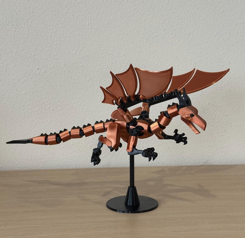 3D Printed Dragon Action Figure Dummy 13 Articulated Fantasy Model Poseable Collector Display PETG PLA Material Kids Adults Toys Gift Men Birthday Present Fully Articulated Design Over 40 Points Movement Customizable Colors Display Stand