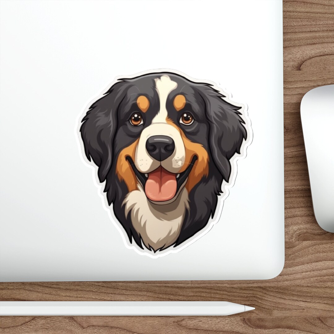 Bernese Mountain Dog Face Sticker Waterresistant Diecut Decal Pet