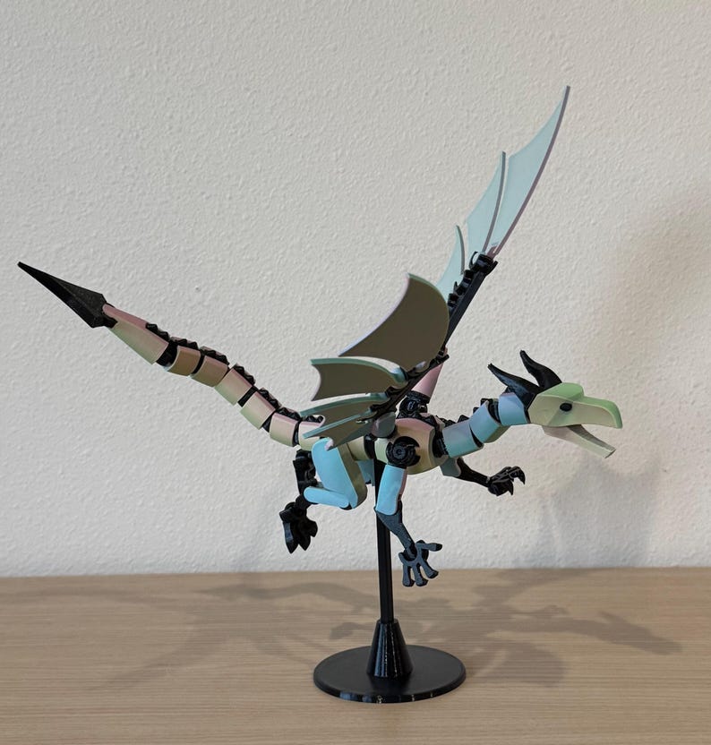 Fantasy Dragon Model Articulated Action Figure Poseable Collector Display 3D Printed PETG PLA Dummy 13 Design Kids Adults Toys Gift Men Birthday Present Fully Articulated Movement Over 40 Points Customizable Colors Display Stand