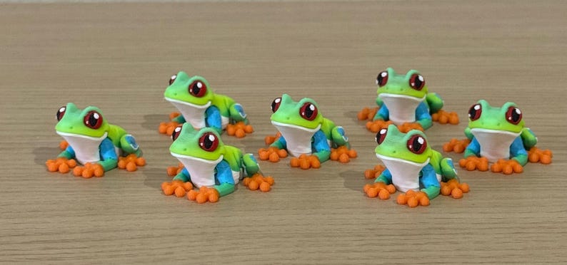 Mini 3D Printed Red-Eyed Tree Frog Figurine – 1" Jungle Animal Decor, Tiny Frog Collectible, Nature Lover Gift, Cute Desk Ornament image 5