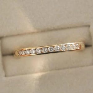 Yellow Gold Diamond Band | 14K Gold Wedding Ring | Delicate Stacking Band | Diamond Eternity Ring | Dainty Wedding Band | Solid Gold Ring