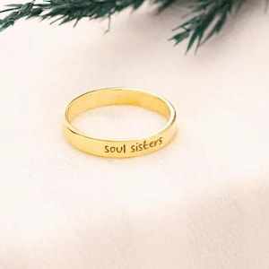 Custom Engraved Ring, Personalized Name Ring, Dainty Stacking Band, Minimalist Promise Ring, Gift for Her, Solid Gold Engraved Band