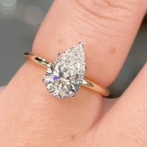 2.5 CT Pear Cut Moissanite Engagement Ring 14K Yellow Gold Anniversary Ring Hidden Halo Ring Wedding Ring Gift For Woman Promise Ring