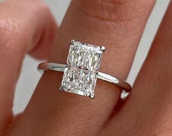 4 Ct Radiant Cut Moissanite Engagement Ring 18K Solid Gold Wedding Ring Solitaire Ring Anniversary Ring For Woman Promise Ring Proposal Ring