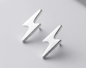 Silver Lightning Stud Earring | Unisex Stud Earring | Stainless steel Lightning Earring