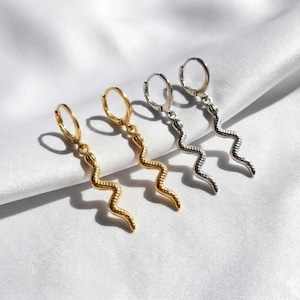 snake huggie hoop earring, minimalistic earring