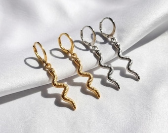 snake huggie hoop earring, minimalistic earring