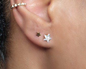 Sparkly Star stud earring | Shiny star earring | Zirconia earring | Gold Star Earrings | Stud earrings