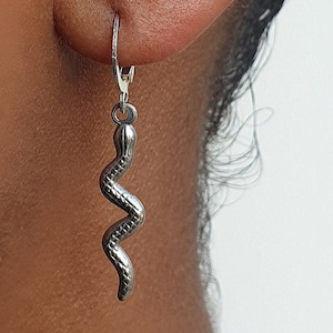 snake huggie hoop earring, minimalistic earring