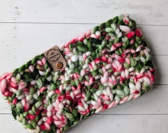 Orejeras de lana tejida de lujo / Diadema de punto grueso / Orejeras de punto texturizado / Talla adulto / Orejeras Oakmoss