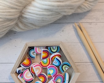 Knitting Needle Point Protectors | Rainbow Stitch Stoppers | Knitting Notions | Gifts for Knitters | Needle Stoppers