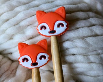 Knitting Needle Point Protectors | Fox Stitch Stoppers | Knitting Notions | Gifts for Knitters | Needle Stoppers
