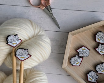 Stricknadelspitzenschutz | Journal & Cat Stitch Stoppers | Strickzubehör | Geschenke für Strickerinnen | Nadelstopper