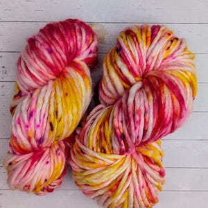 Hand Dyed Yarn | Super Bulky Wool Yarn | Sunrise Bay Colorway | Luxury Merino Wool Yarn | Indie Dyed Yarn | 98-136 yards
