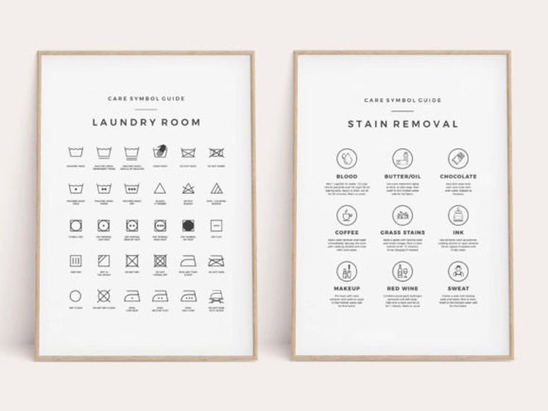 Laundry Room Care Symbol Guide & Stain Removal Guide Etsy UK