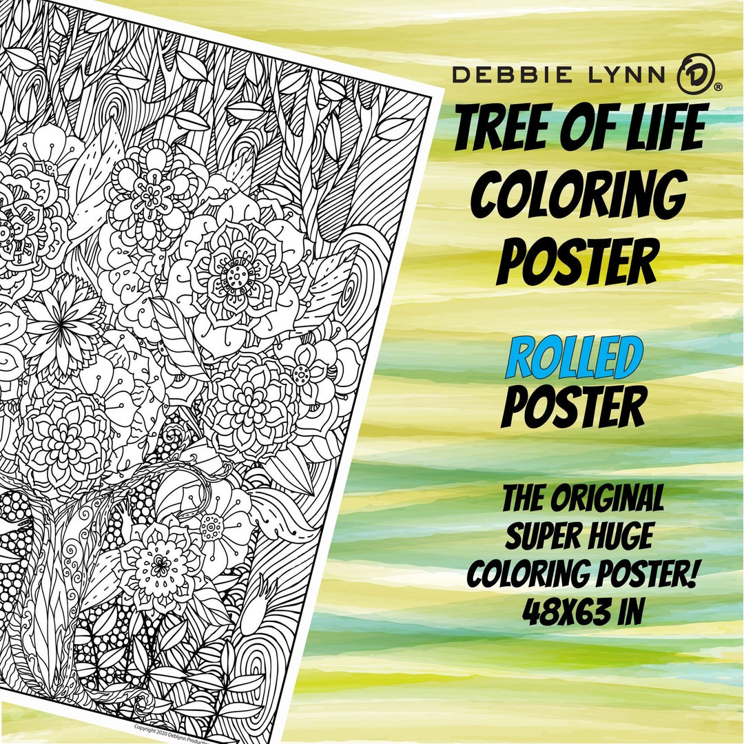 tree-of-life-coloring-poster-rolled-super-huge-size-48x63-etsy