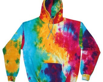 Hand-Dyed Cotton Blend Tie-Dye Hoodie – Vibrant Colors, Pouch Pocket