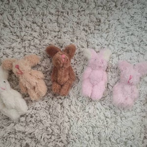 Rabbit Tiny Bunny Cute Plush Doll House Toy, Soft Furry, 4, 5cm, Keychain, Miniature 1:12 scale Pocket Bear, Hospital, Birth, Comfort Gift