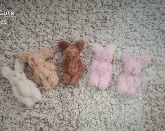 Rabbit Tiny Bunny Kawaii Cute Plush Doll House Toy, Soft Furry, 4, 5cm, Keychain, Play Gift, Miniature 1:12 scale toys UK shop