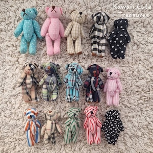 Fabric Bears Tiny Cute Kawaii Doll House Toy, Soft Furry, 5cm, Miniature 1:12 scale toys UK shop