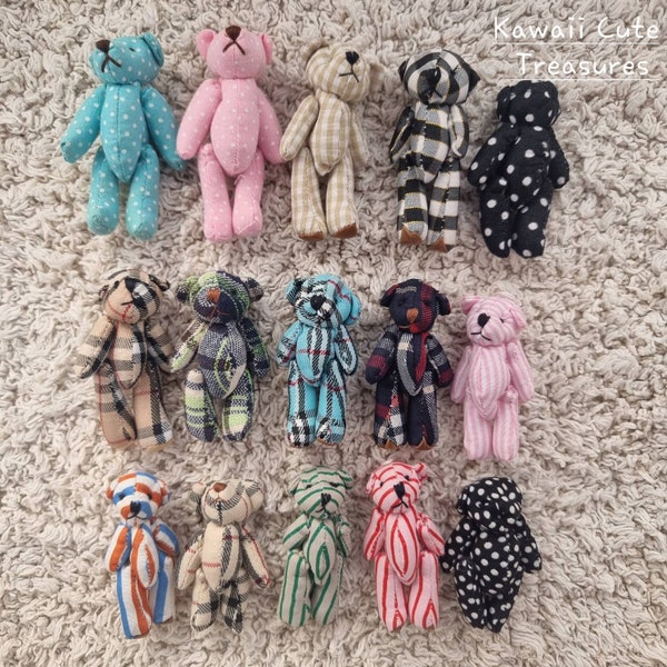Fabric Bears Tiny Cute Kawaii Doll House Toy, Soft Furry, 5cm, Miniature 1:12 scale toys UK shop
